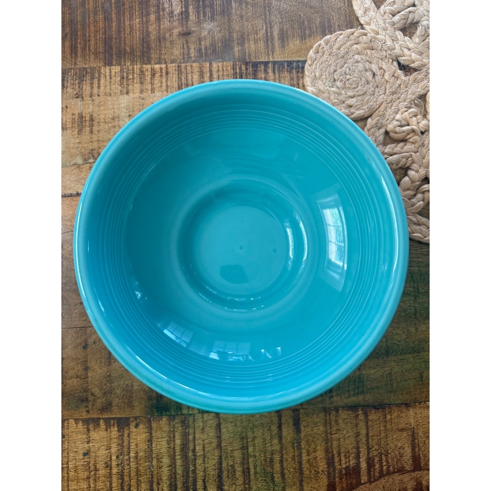 Fiesta Homer Laughlin Pedestal Bowl 64 ounce Medium Turquoise Excellent
